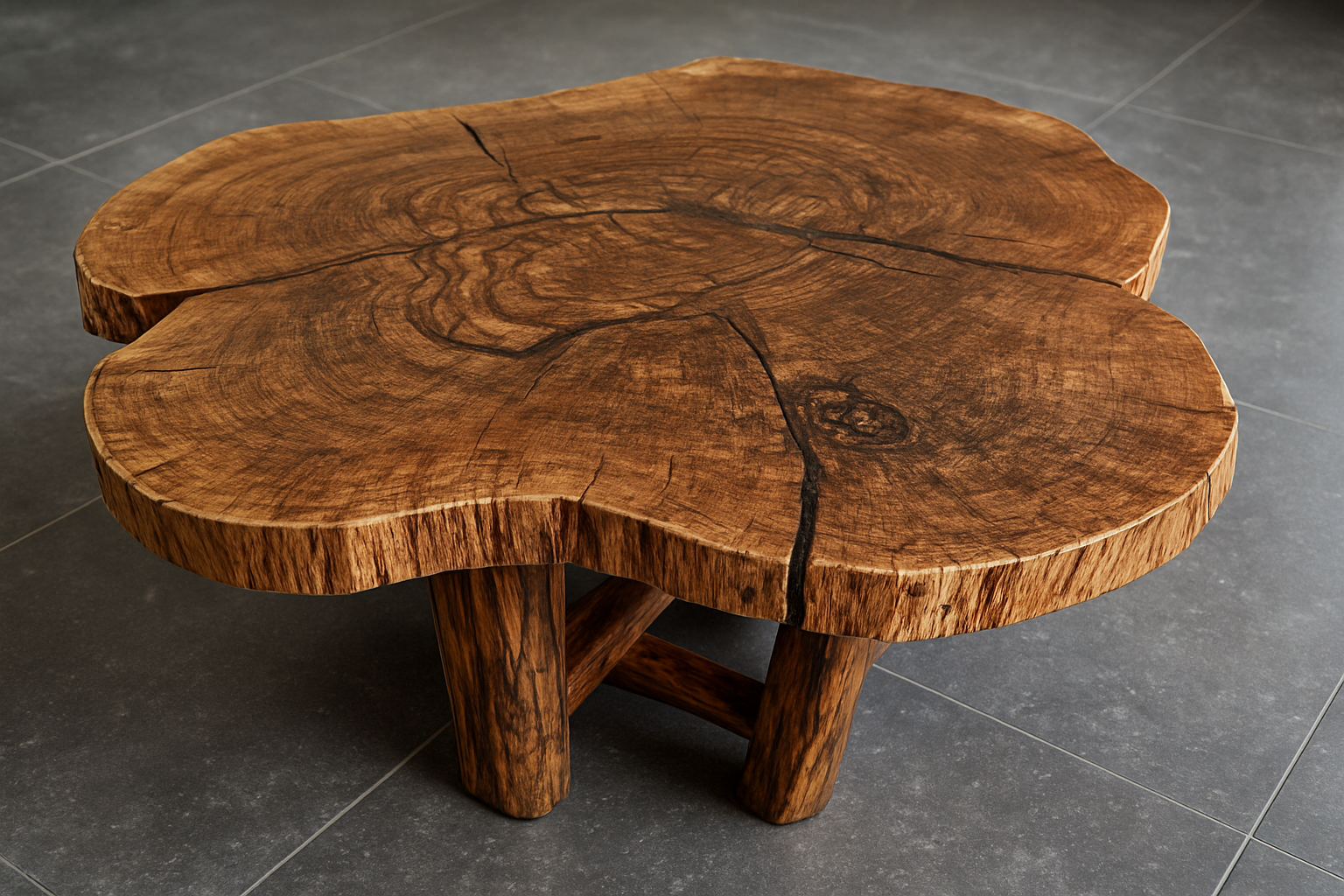 Meja solid fosil kayu merbau